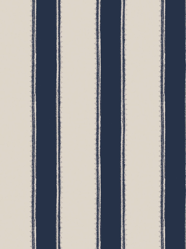 Laura Ashley Midnight Seapsray Denwick Stripe A4 Wallpaper Sample - Image 2 of 2