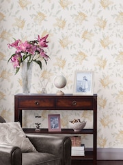 Laura Ashley Apricot Portland A4 Wallpaper Sample - Image 1 of 2