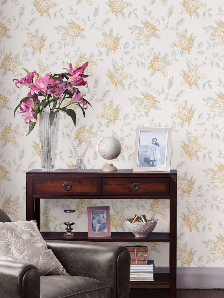 Laura Ashley Apricot Portland A4 Wallpaper Sample - Image 1 of 2