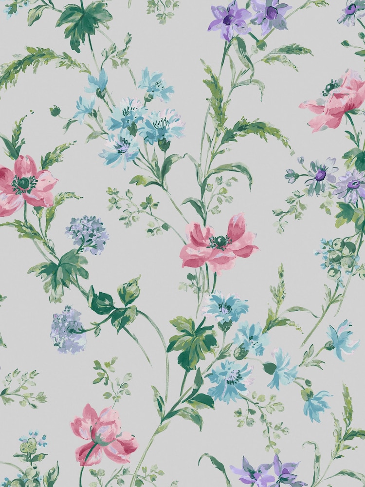 Laura Ashley Pale Violet Poppy Meadow A4 Wallpaper Sample - Image 2 of 2 Laura Ashley Pale Violet Poppy Meadow A4 Wallpaper Sample - Image 2 of 2