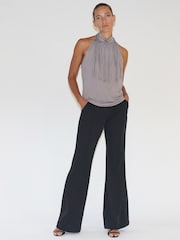 Religion Grey Halterneck Jersey Flourish Top With Fringing - Image 1 of 5