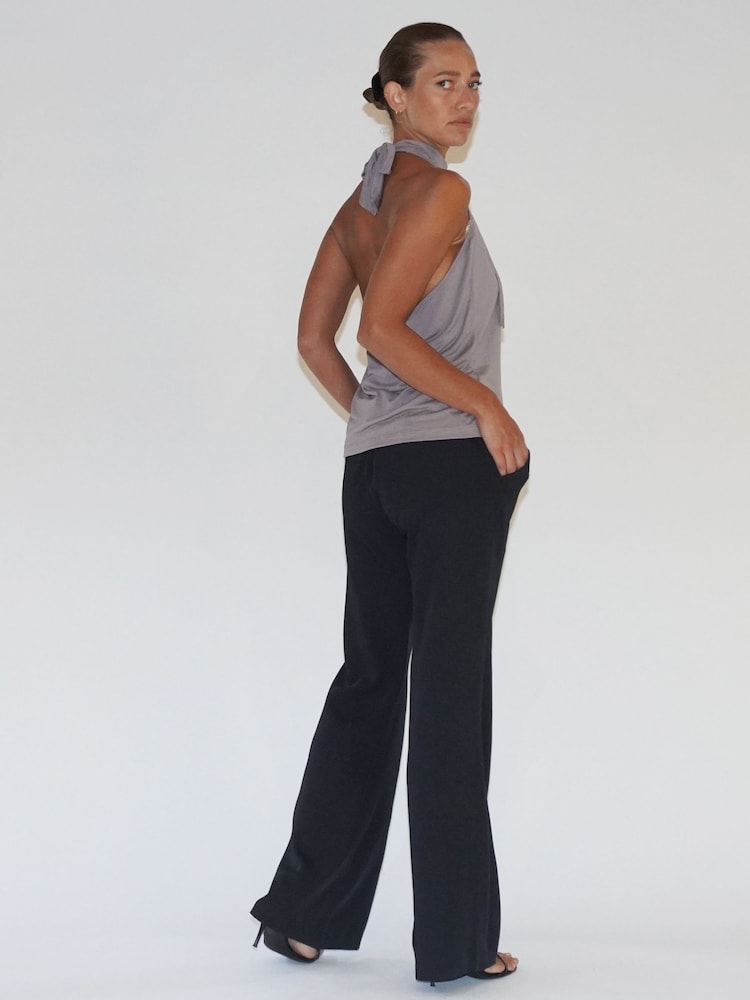 Religion Grey Halterneck Jersey Flourish Top With Fringing - Image 2 of 5