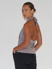 Religion Grey Halterneck Jersey Flourish Top With Fringing - Image 4 of 5