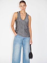 Religion Silver Metallic Tanzanite Vest Top - Image 1 of 6