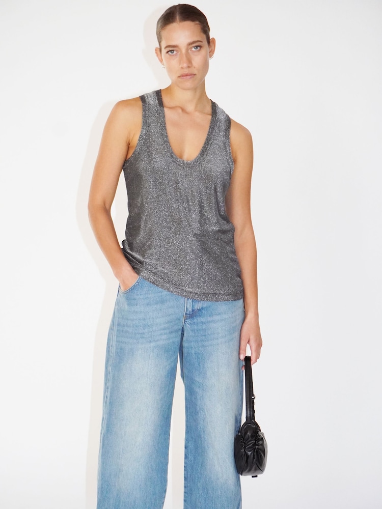 Religion Silver Metallic Tanzanite Vest Top - Image 1 of 6