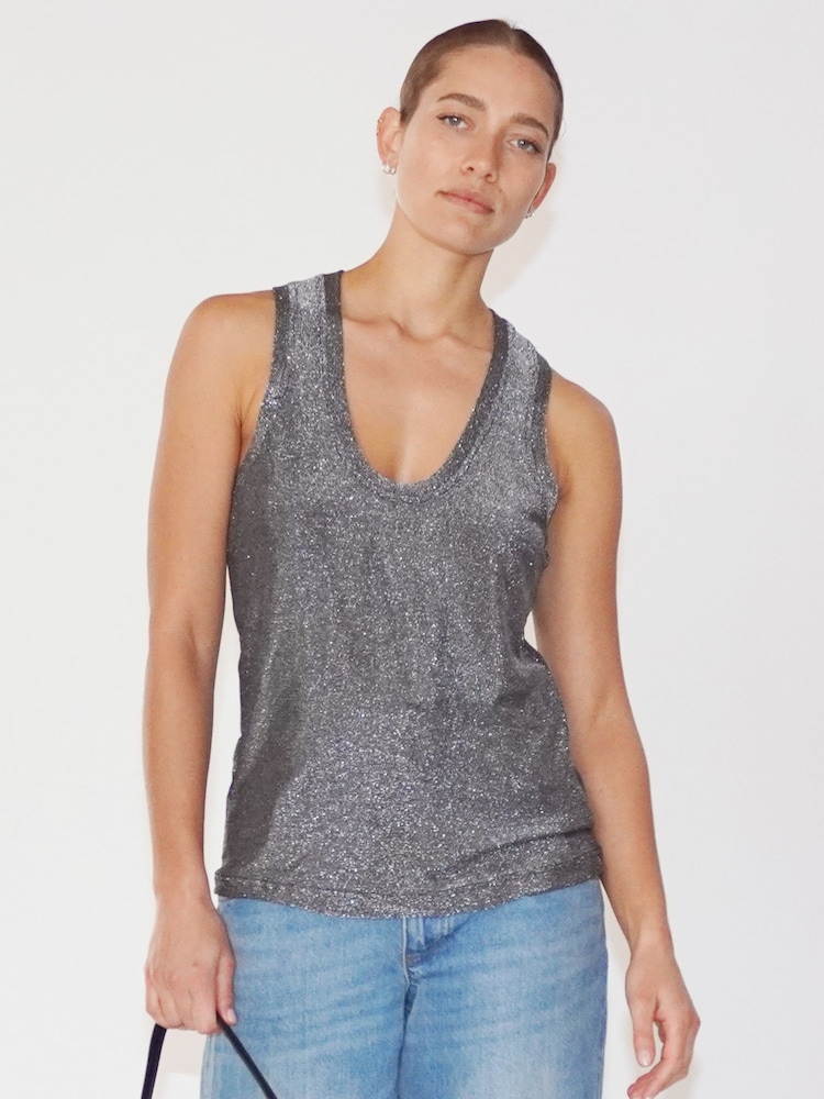 Religion Silver Metallic Tanzanite Vest Top - Image 2 of 6