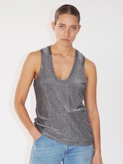 Religion Silver Metallic Tanzanite Vest Top - Image 5 of 6