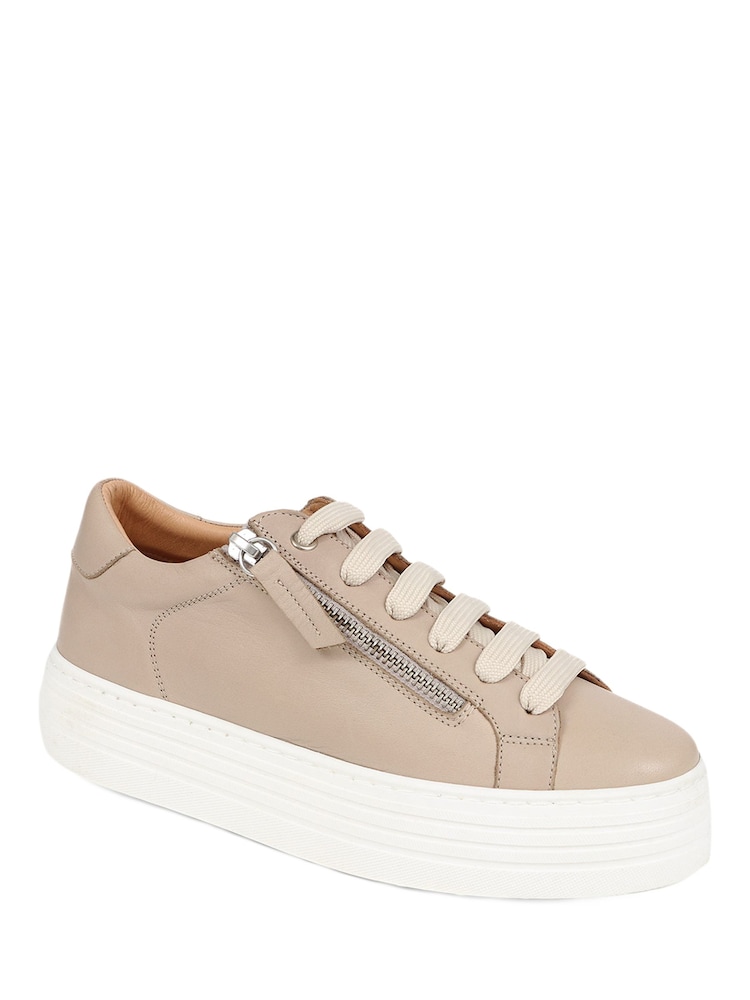 Jones Bootmaker Stone Amaliada Leather Platform Trainers - Image 3 of 6