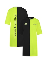 Fanatics Womens Yellow/Black Mercedes AMG Petronas F1 Lewis Hamilton 44 T-Shirt Dress - Image 1 of 3