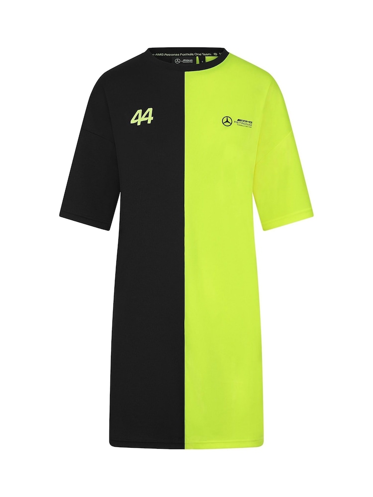 Fanatics Womens Yellow/Black Mercedes AMG Petronas F1 Lewis Hamilton 44 T-Shirt Dress - Image 2 of 3