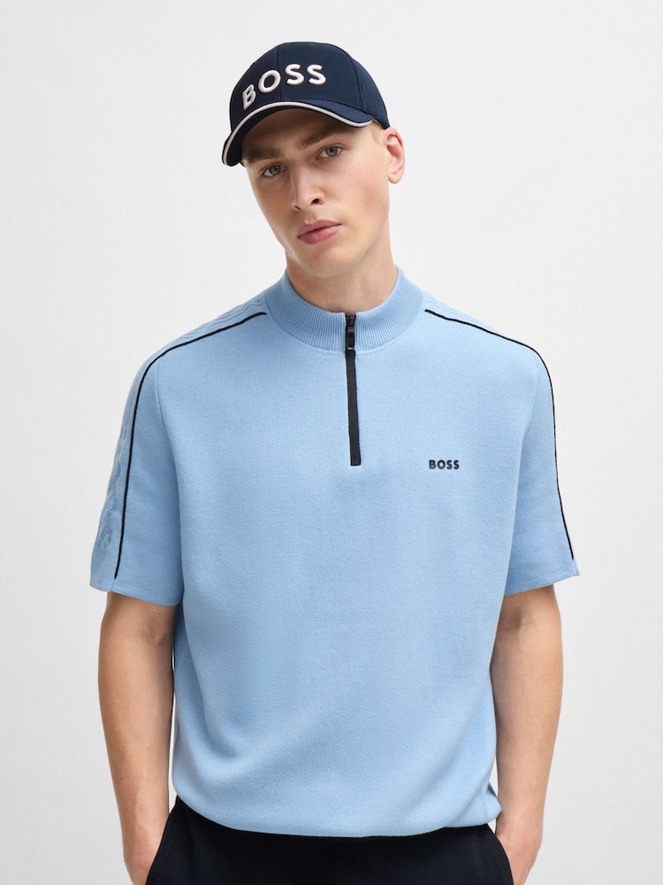 BOSS Blue Embroidered Logo Cap in Knitted Piqué - Image 5 of 5 BOSS Blue Embroidered Logo Cap in Knitted Piqué - Image 5 of 5