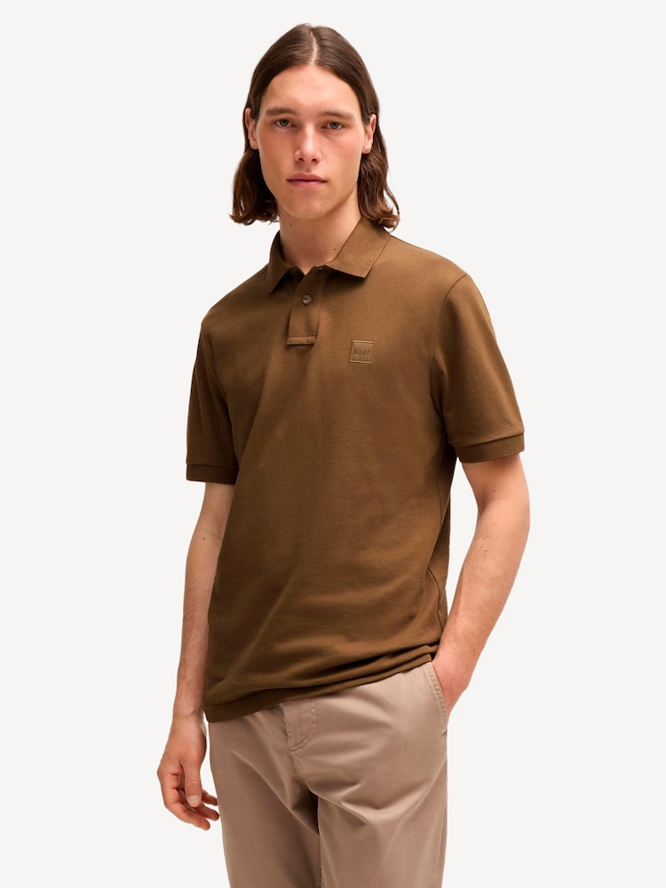 BOSS Brown Passenger Box Logo Polo Shirt - Image 1 of 5