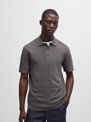 BOSS Light Grey 100% Cotton Pique Polo Shirt - Image 1 of 5