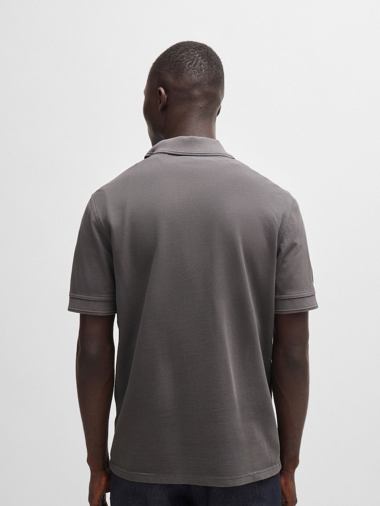 BOSS Light Grey 100% Cotton Pique Polo Shirt - Image 2 of 5