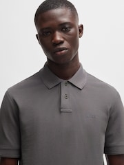 BOSS Light Grey 100% Cotton Pique Polo Shirt - Image 4 of 5