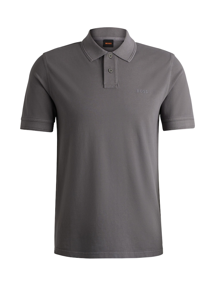 BOSS Light Grey 100% Cotton Pique Polo Shirt - Image 5 of 5