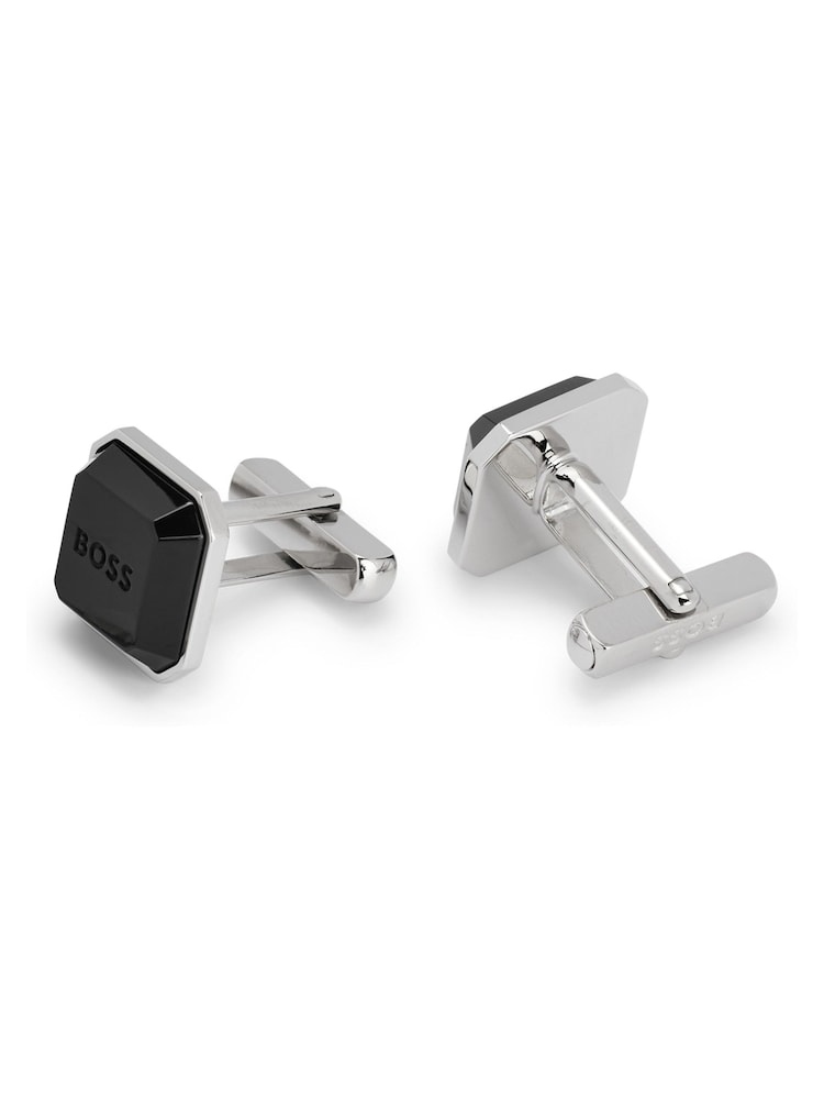 BOSS Cufflinks With Faceted Enamel Insert - Image 1 of 2