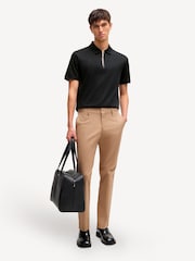 BOSS Black Slim Fit Zip Placket Mercerised 100% Cotton Polo Shirt - Image 3 of 5