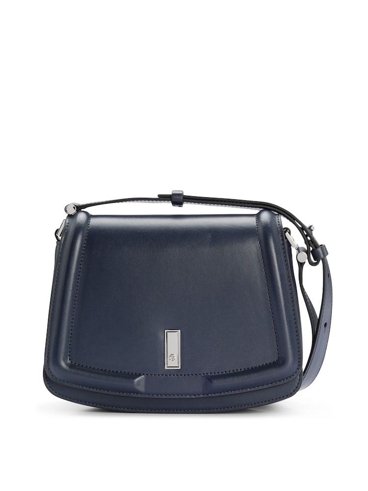 BOSS Blue Signature Hardware Saddle Bag In Leather - Image 1 of 4 BOSS Blue Signature Hardware Saddle Bag In Leather - Image 1 of 4