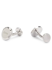 BOSS Silver Round Cufflinks With Engraved Logo - Image 1 of 2