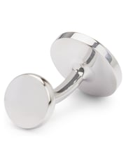 BOSS Silver Round Cufflinks With Engraved Logo - Image 2 of 2