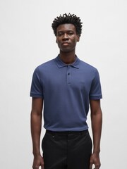 BOSS Blue Embroidered Logo 100% Cotton Polo Shirt - Image 1 of 5