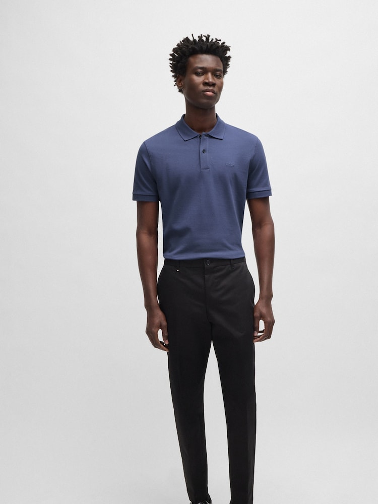 BOSS Blue Embroidered Logo 100% Cotton Polo Shirt - Image 2 of 5