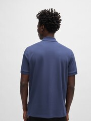 BOSS Blue Embroidered Logo 100% Cotton Polo Shirt - Image 3 of 5