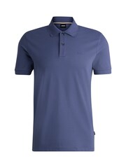 BOSS Blue Embroidered Logo 100% Cotton Polo Shirt - Image 5 of 5