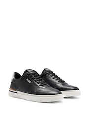 črna - BOSS Signature Detail Cupsole Trainers in Leather - Slika 2 iz 5