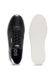 črna - BOSS Signature Detail Cupsole Trainers in Leather - Slika 4 iz 5