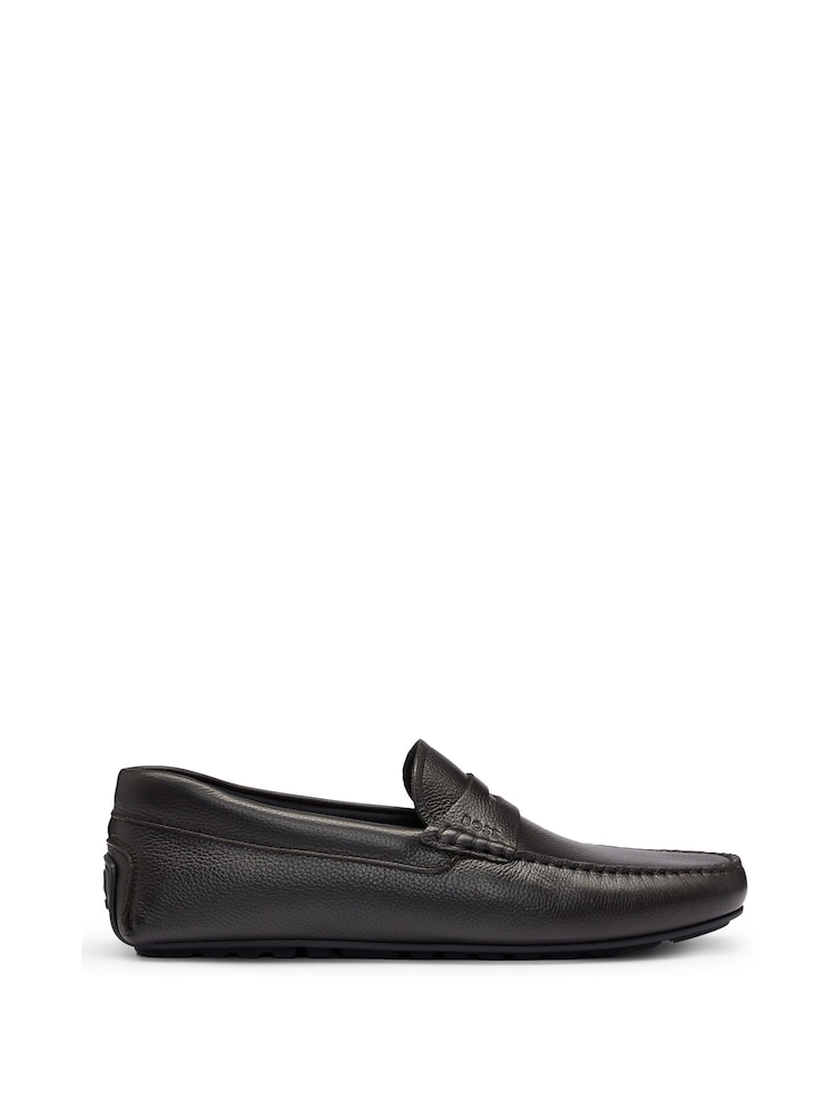 BOSS Logo-Strap Driver in Grained Leather Shoes - Bild 1 von 5