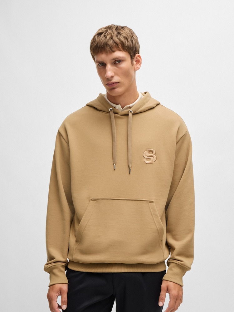 BOSS Natural 100% Cotton Terry Hoodie With Double B - Image 1 of 5