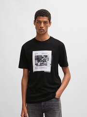 BOSS Black 100% Cotton Jersey Logo-Artwork T-Shirt - Image 1 of 5