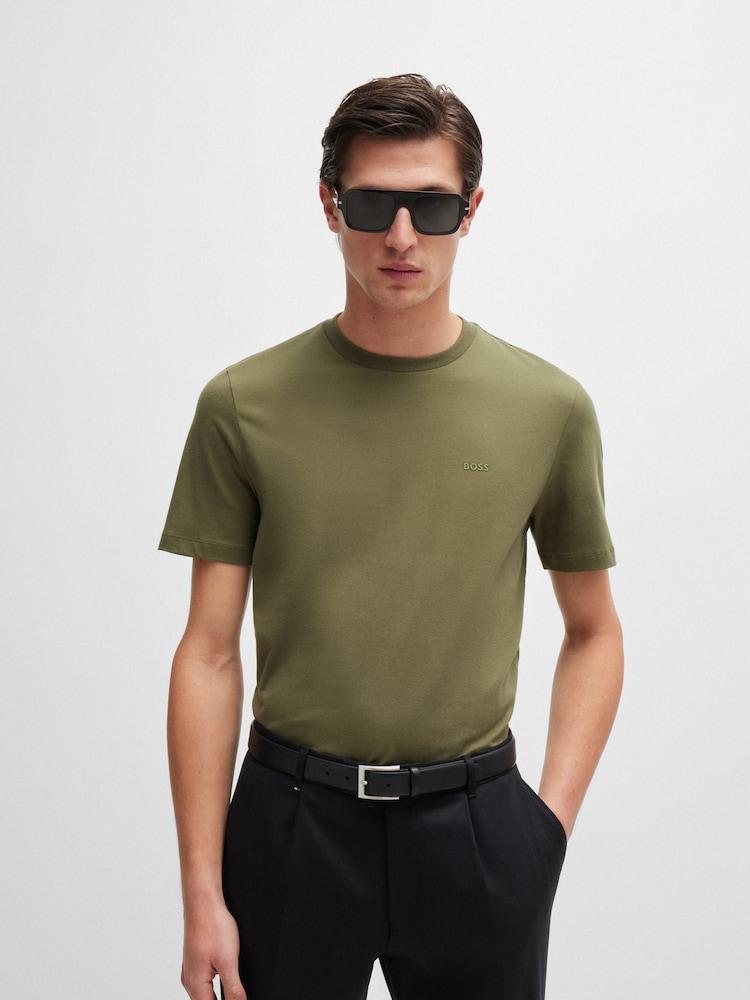 BOSS Green Regular Fit Tonal Rubber Logo 100% Cotton T-Shirt - Image 2 of 4