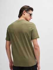 BOSS Green Regular Fit Tonal Rubber Logo 100% Cotton T-Shirt - Image 3 of 4