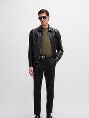 BOSS Green Regular Fit Tonal Rubber Logo 100% Cotton T-Shirt - Image 4 of 5