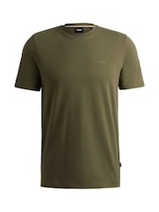 BOSS Green Regular Fit Tonal Rubber Logo 100% Cotton T-Shirt - Image 4 of 4