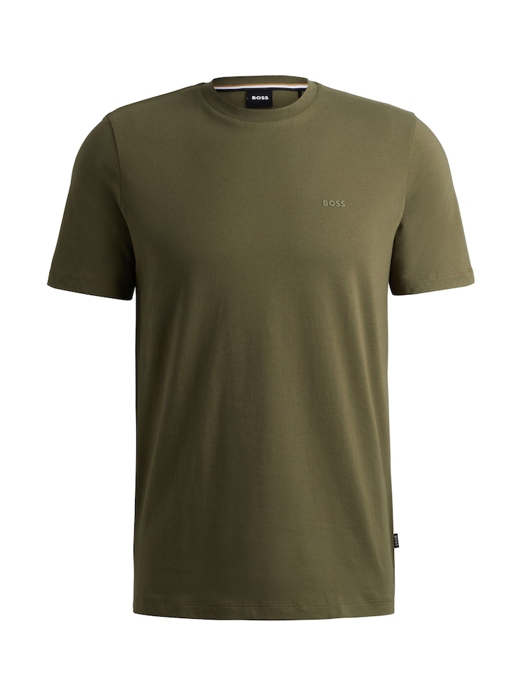 BOSS Green Regular Fit Tonal Rubber Logo 100% Cotton T-Shirt - Image 4 of 4