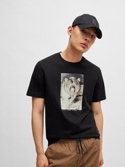 BOSS Black Seasonal Artwork Regular Fit Jersey 100% Cotton T-Shirt - Image 1 of 5