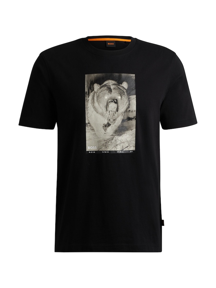 BOSS Black Seasonal Artwork Regular Fit Jersey 100% Cotton T-Shirt - Image 5 of 5