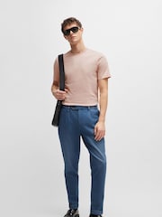 BOSS Pink Regular Fit Tonal Rubber Logo 100% Cotton T-Shirt - Image 2 of 5