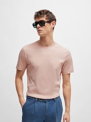 BOSS Pink Regular Fit Tonal Rubber Logo 100% Cotton T-Shirt - Image 3 of 5