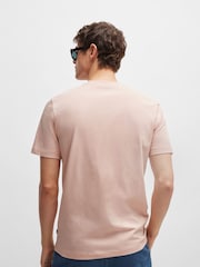 BOSS Pink Regular Fit Tonal Rubber Logo 100% Cotton T-Shirt - Image 4 of 5
