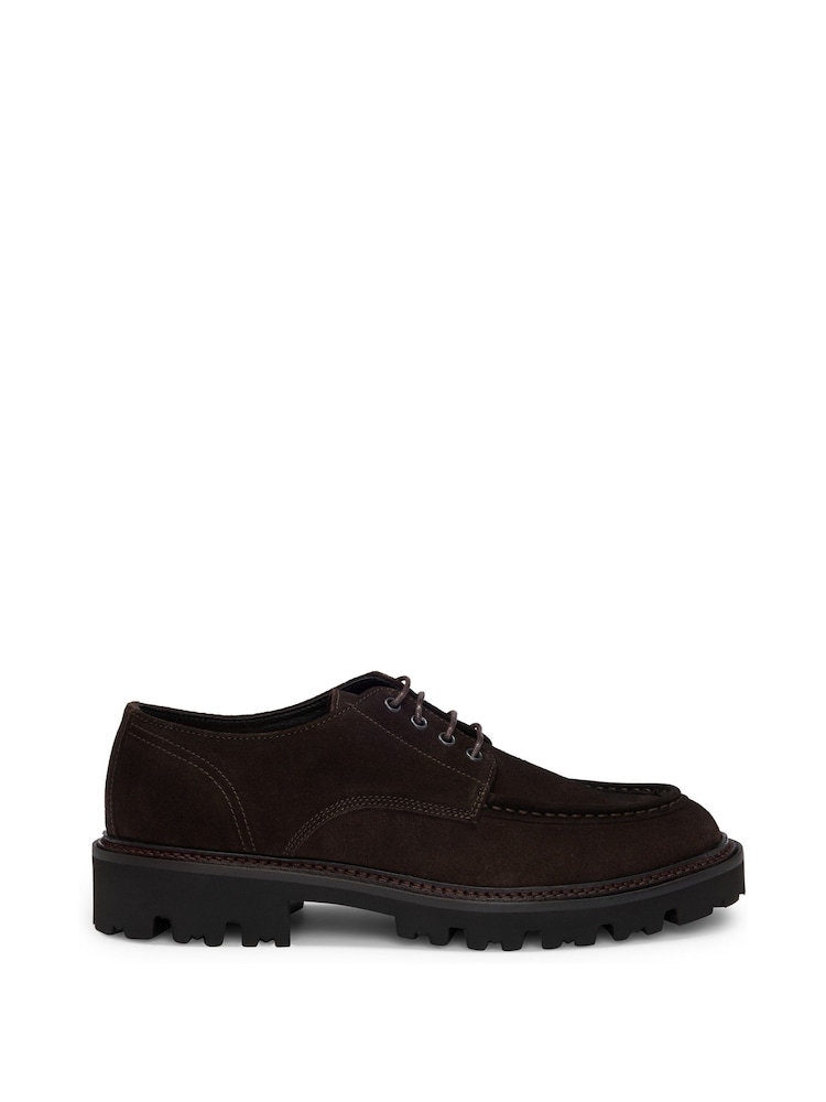 BOSS Brown Derby Shoes In Suede With Apron Toe - Image 1 of 5 BOSS Brown Derby Shoes In Suede With Apron Toe - Image 1 of 5
