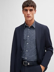 BOSS Blue Printed Stretch Slim-Fit Shirt - Image 3 of 6