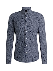 BOSS Blue Printed Stretch Slim-Fit Shirt - Image 6 of 6