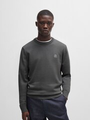 BOSS Grey Kanovano Box Logo Cotton and Cashmere Blend Jumper - Image 1 of 4