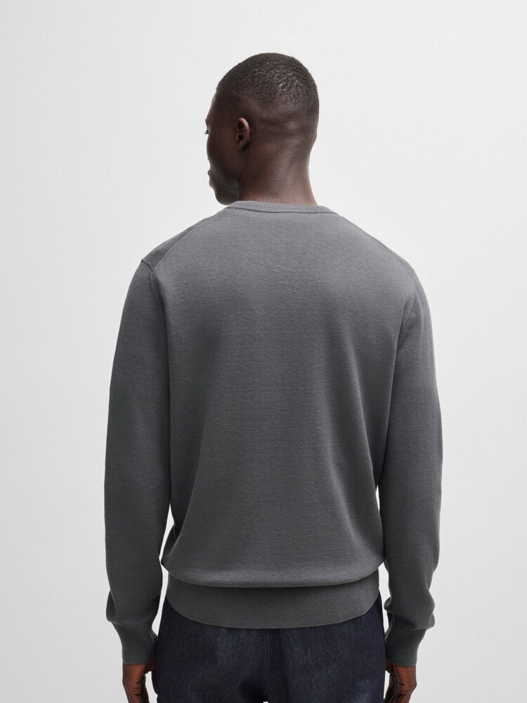BOSS Grey Kanovano Box Logo Cotton and Cashmere Blend Jumper - Image 2 of 4
