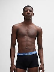 HUGO Black Logo Waistband Stretch CottonTrunks 3 Pack - Image 4 of 7